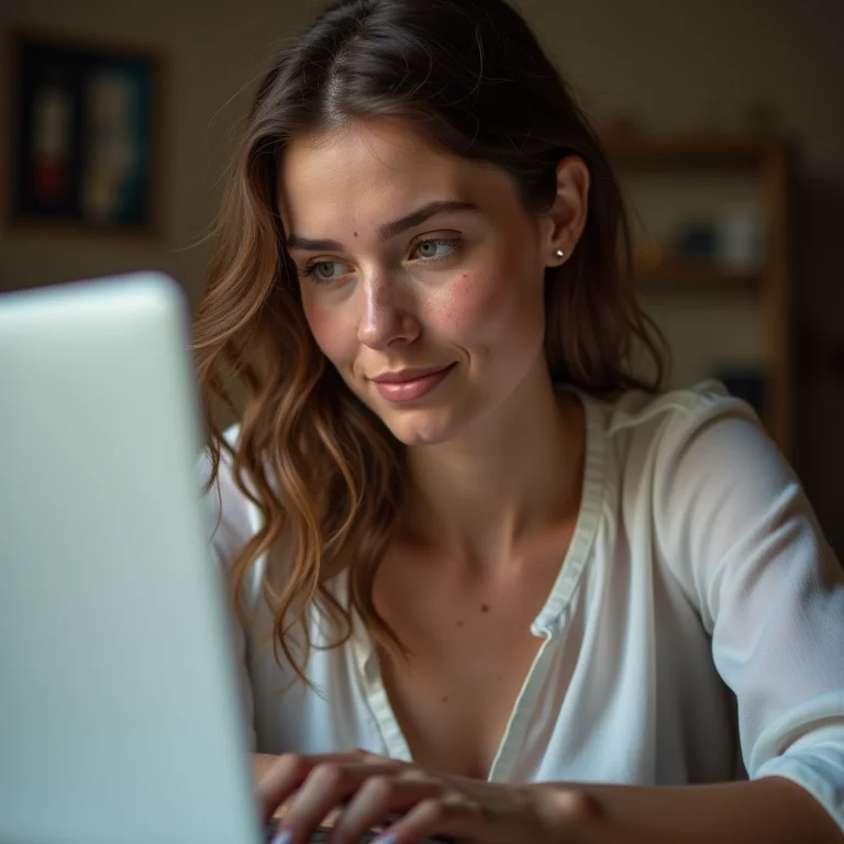 Mulher branca excluindo arquivos temporários no computador.