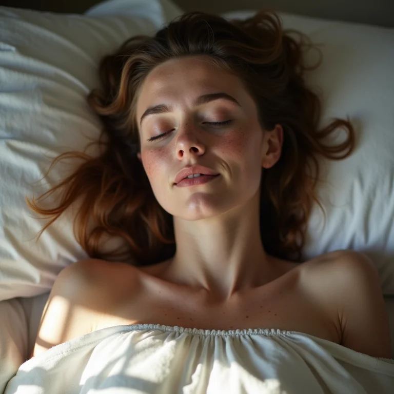 Mulher branca ouvindo meditação guiada no app Calm