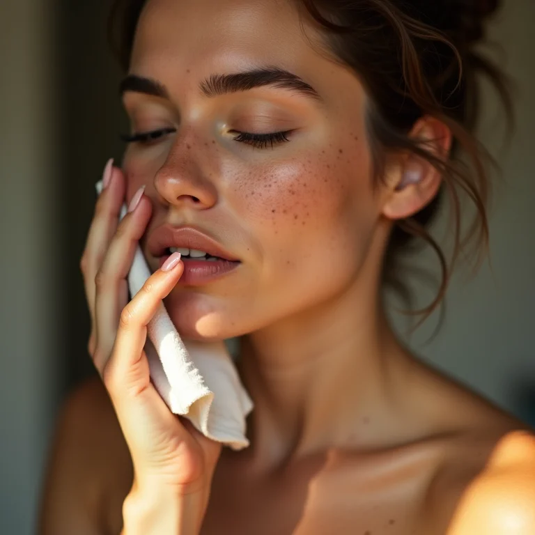 Mulher branca removendo esfoliante labial