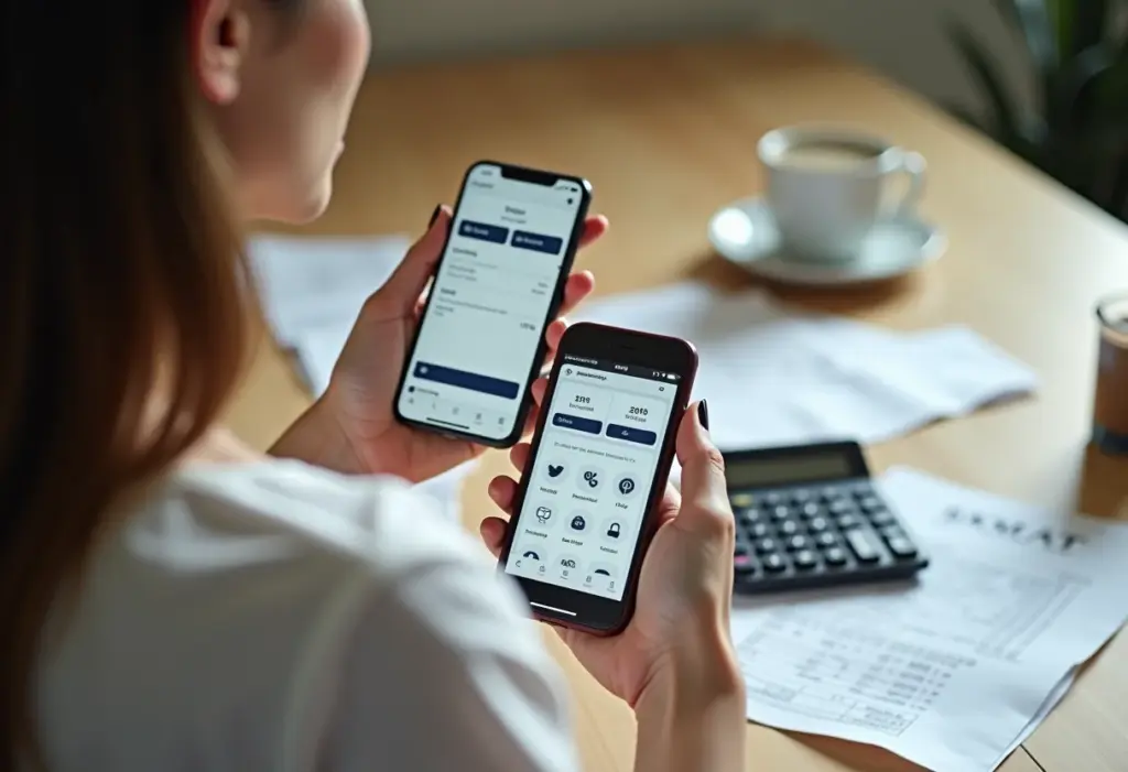Economize Já: Os Melhores Apps Para Comparar Preços Online Mulher comparando preços online em diversos aplicativos.