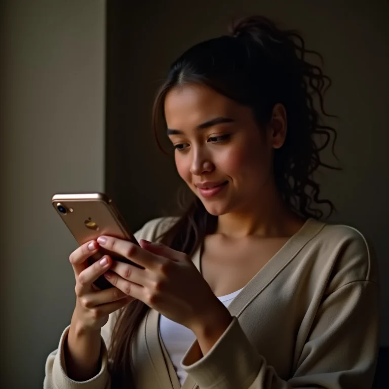 Mulher conferindo configurações de privacidade em app de cashback.