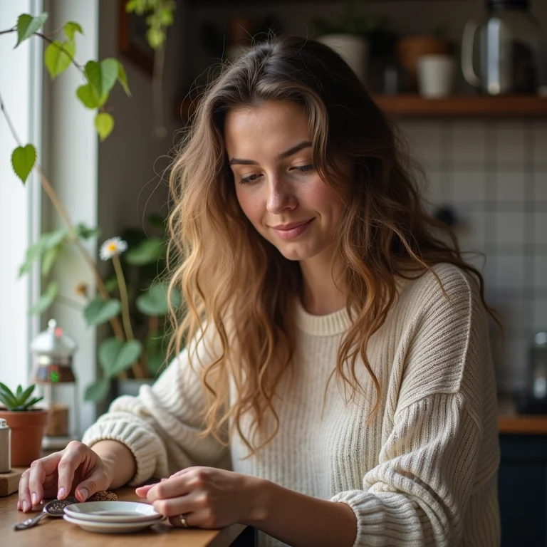 Mulher criando decoração DIY para o cantinho do café