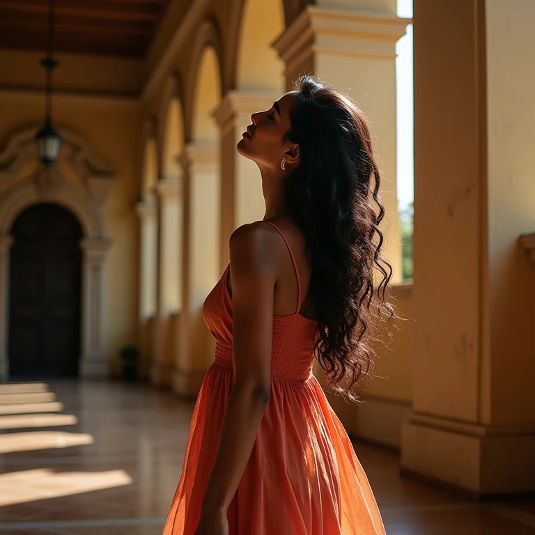 Mulher explorando o Teatro Amazonas em Manaus