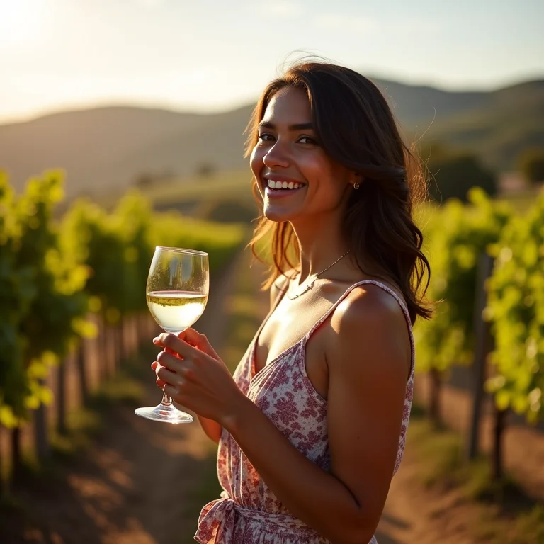 Mulher latina degustando vinho em vinícola no Val d'Orcia