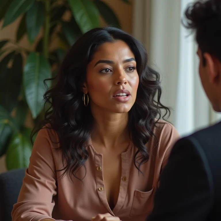 Mulher latina falando em entrevista online