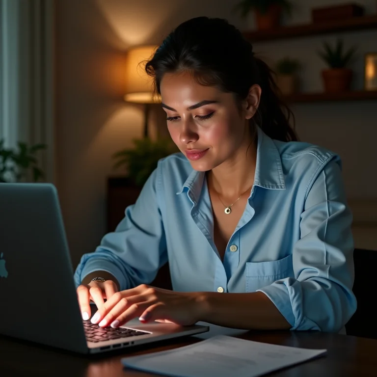 Mulher latina fechando programas em segundo plano pelo Gerenciador de Tarefas.