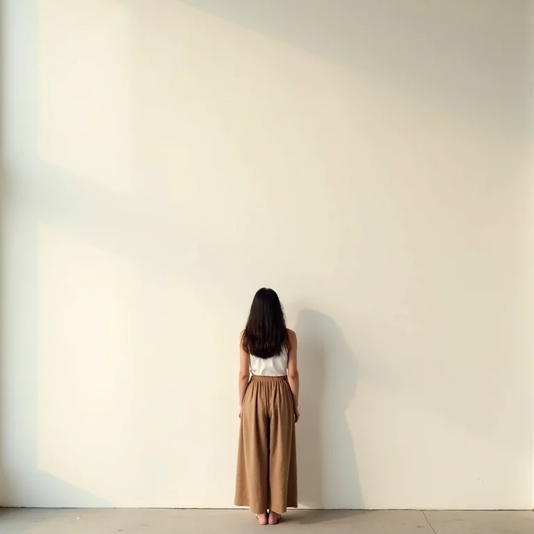 Mulher latina indecisa sobre qual quadro escolher para sua parede