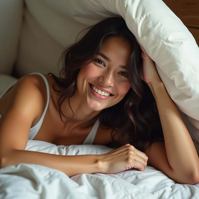 Mulher latina otimizando espaço para sapatos embaixo da cama