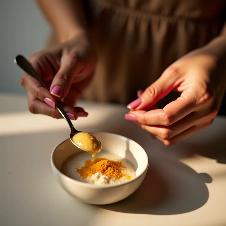 Mulher latina preparando esfoliante labial caseiro