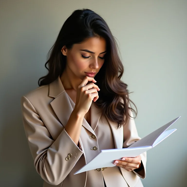 Mulher latina se preparando para uma entrevista.