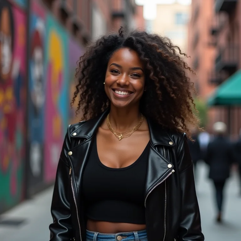 Mulher mid-size caminhando no Harlem