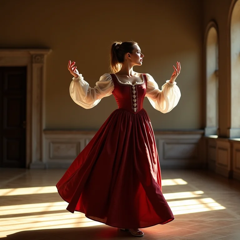 Mulher mid-size dançando no Renascimento