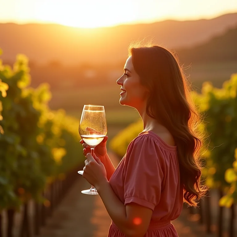 Mulher mid-size degustando vinho na Toscana