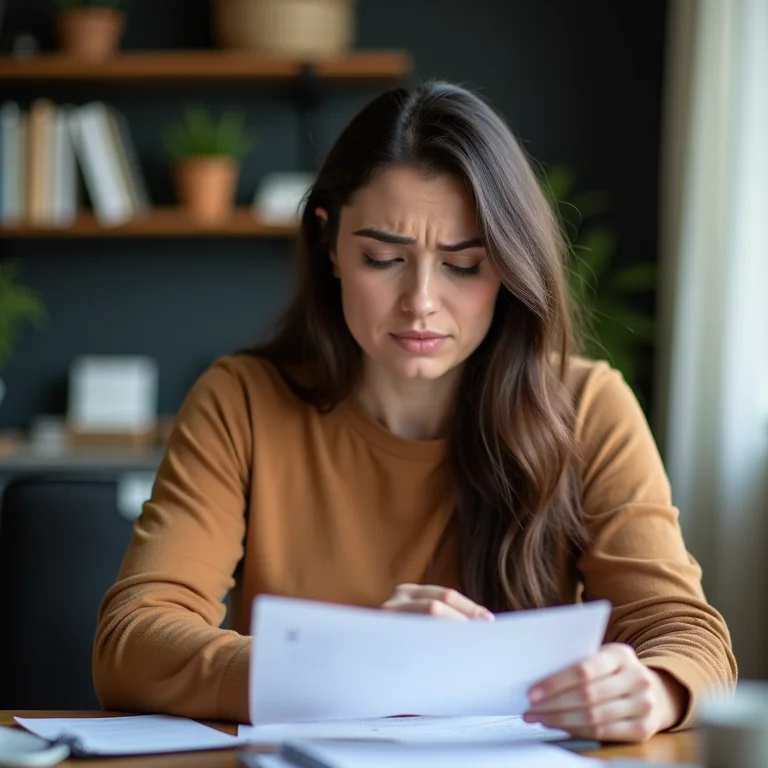 Mulher mid-size frustrada com o salário.