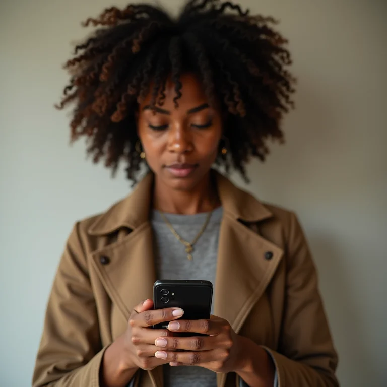 Mulher negra ativando roaming de dados no Android