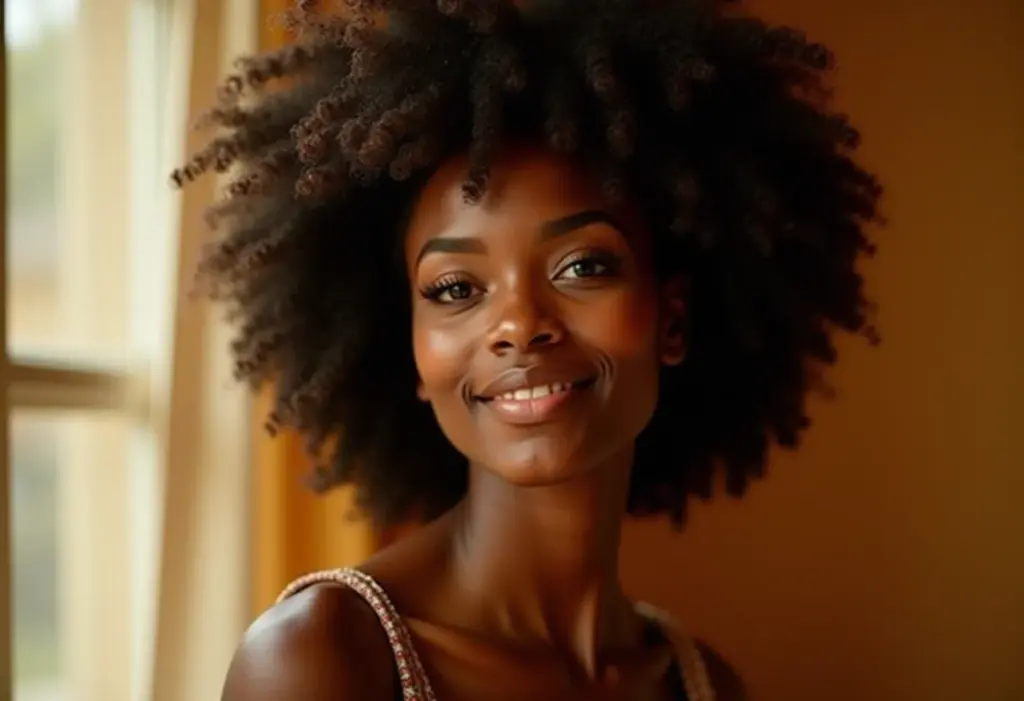 Mulher negra com maquiagem em tons terrosos para o outono