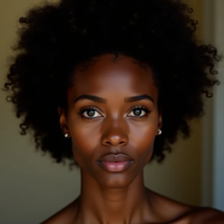 Mulher negra com olheiras acinzentadas por corretivo inadequado