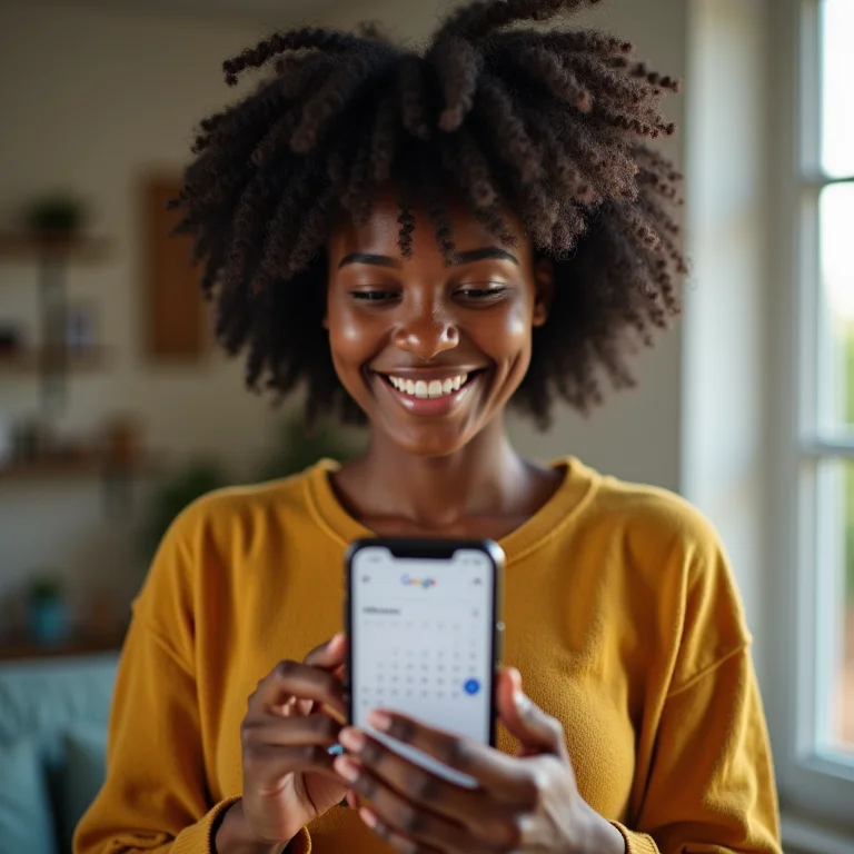 Mulher negra configurando o Google Agenda