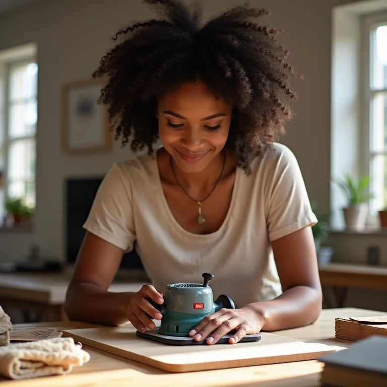 Mulher negra configurando roteador em casa
