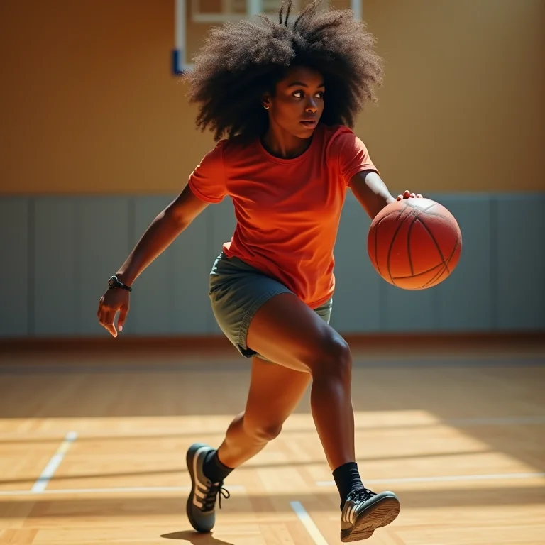 Mulher negra desviando de bola de queimada.