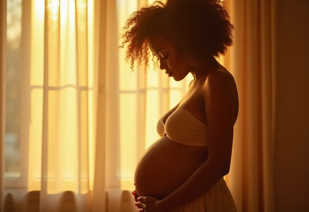 MEI e Licença Maternidade: Guia completo para não perder seus direitos Mulher negra grávida sorrindo, representando licença maternidade para MEI