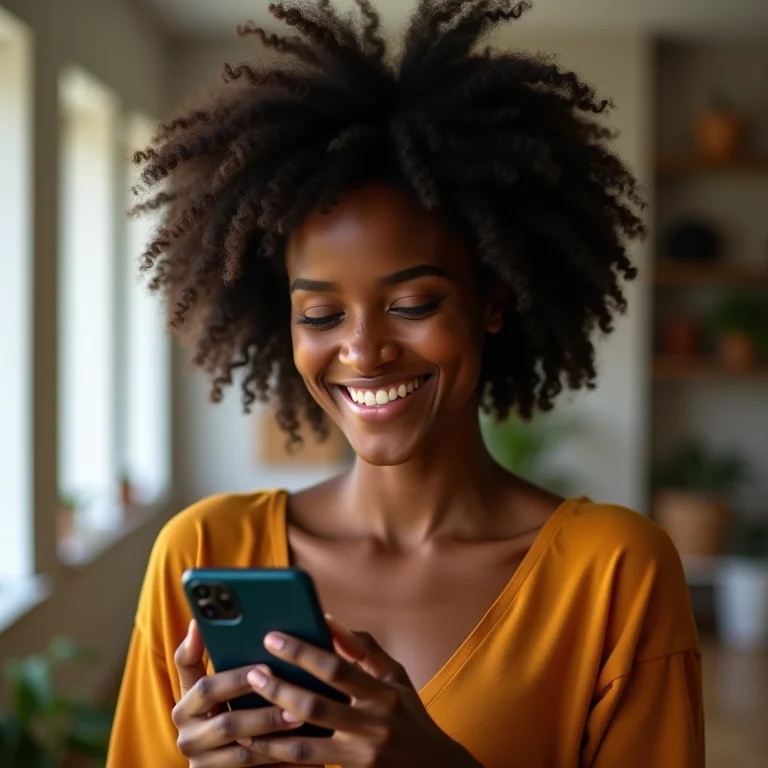 Mulher negra personalizando atendimento no WhatsApp