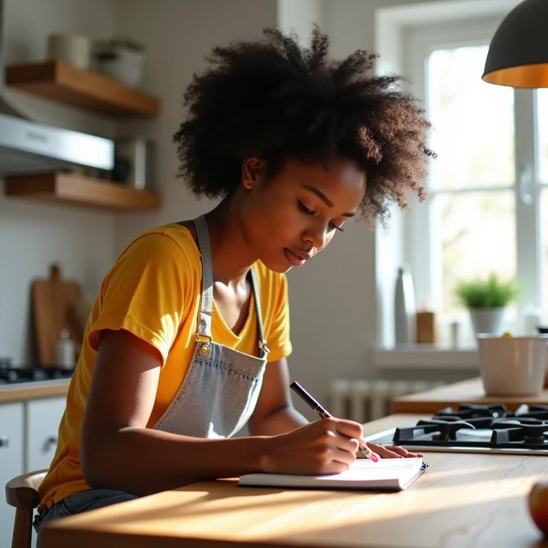 Mulher negra planejando refeições da semana