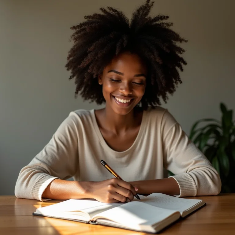 Mulher negra planejando sua rotina de trabalho