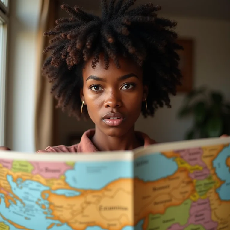 Mulher negra planejando viagem na Turquia.