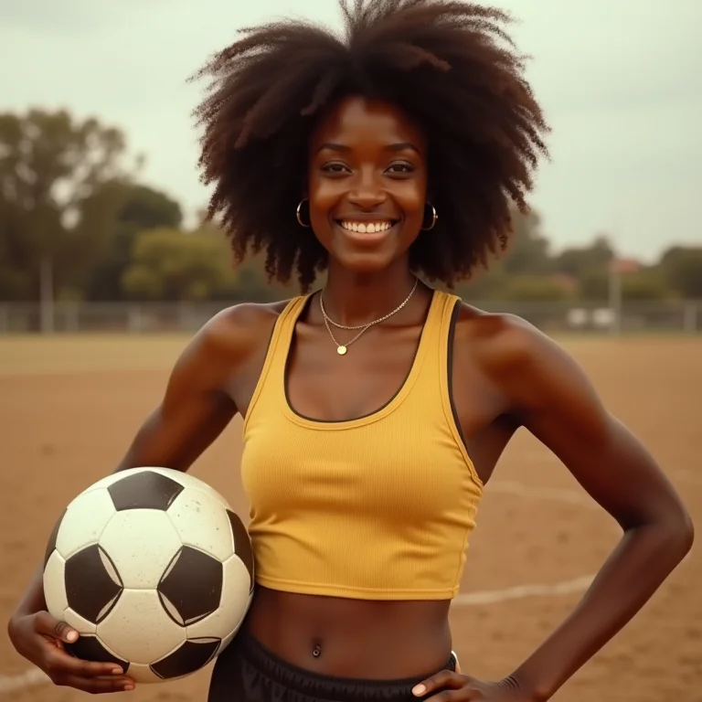 Mulher negra representando a história do futebol de elite no Brasil