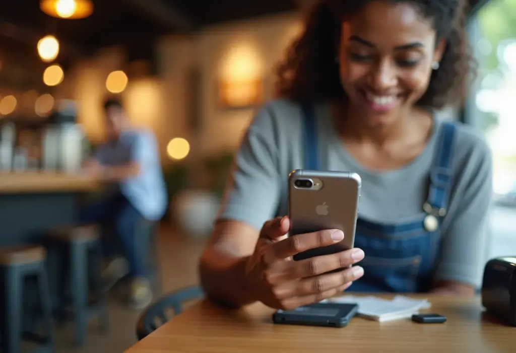 NFC no celular: como descobrir se o seu tem e pagar sem cartão Mulher negra sorrindo ao pagar com NFC no celular