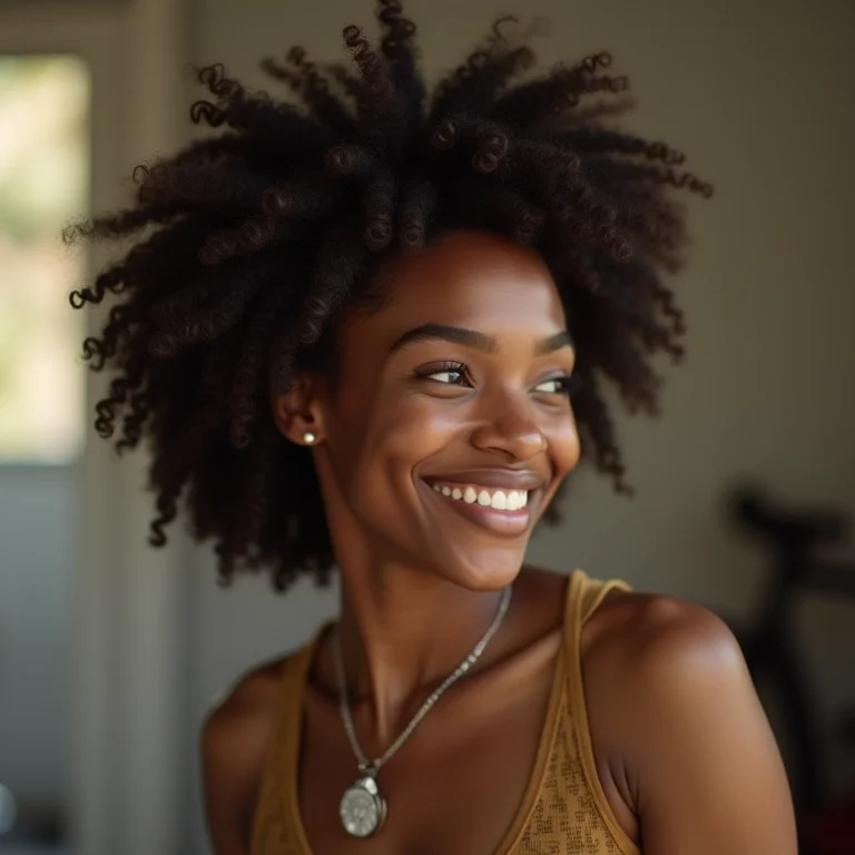 Mulher negra sorrindo olhando preços de mountain bikes