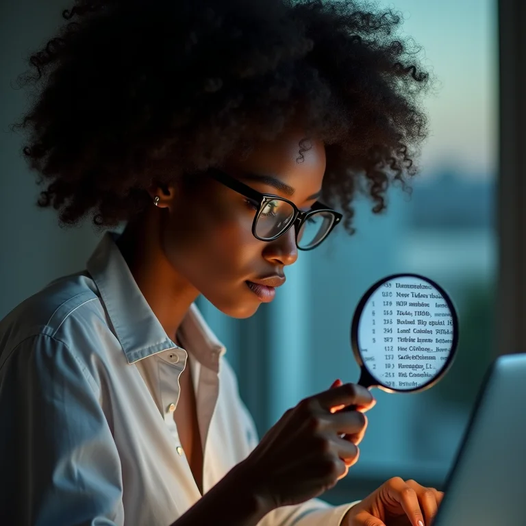 Mulher negra verificando certificado SSL em um laptop