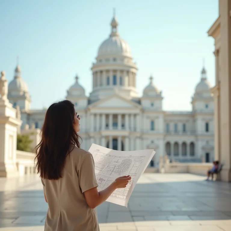 Mulher olhando para o Congresso Nacional