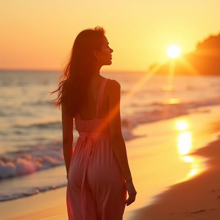 Mulher parda caminhando na Praia do Forno em Arraial do Cabo