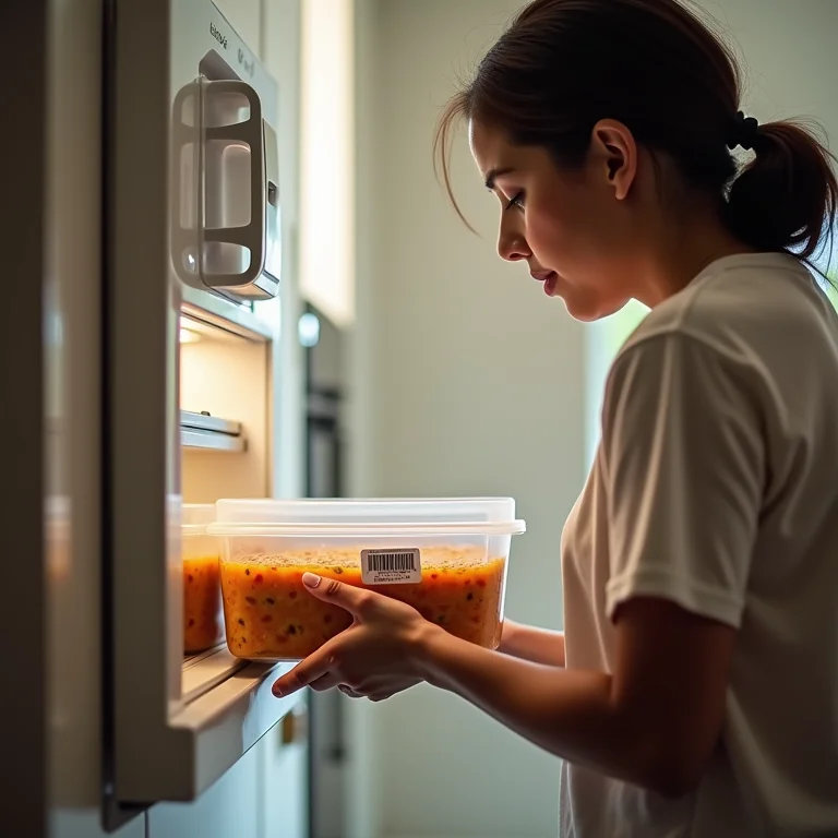 Mulher parda congelando comida