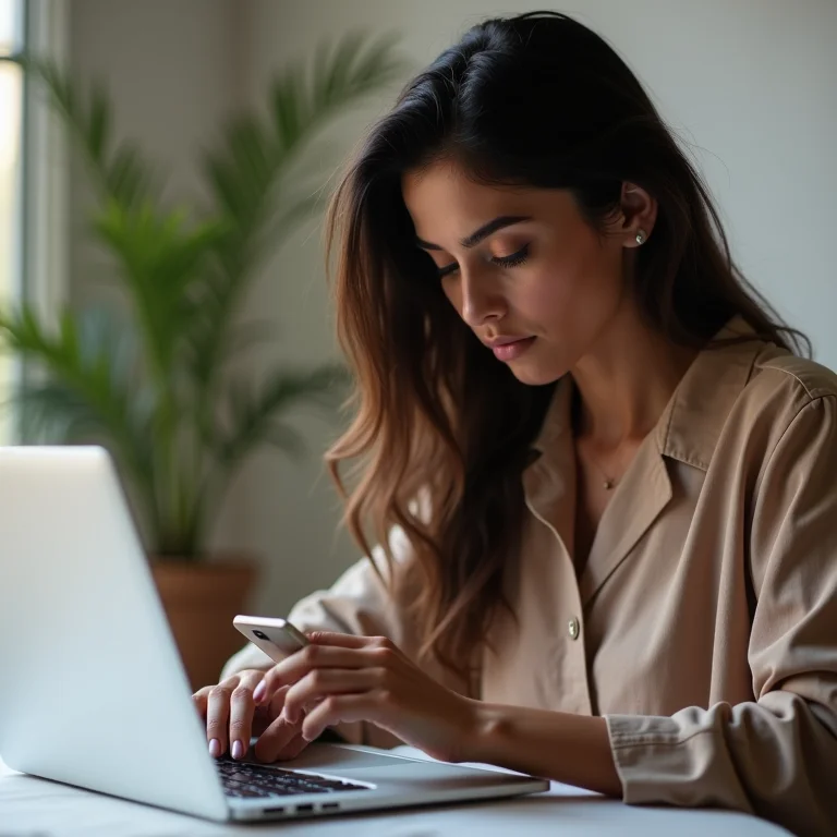 Mulher parda eliminando distrações no trabalho