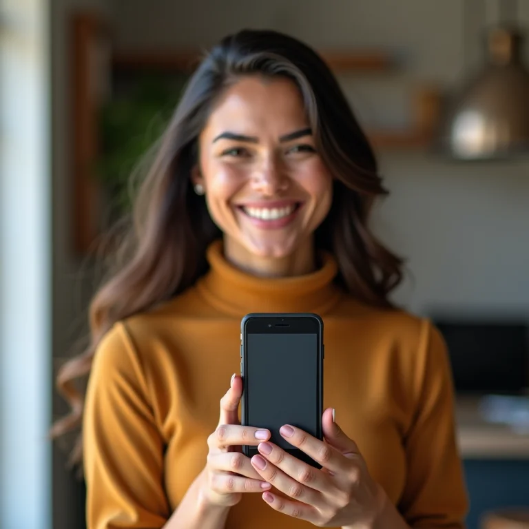 Mulher parda oferecendo diversas formas de pagamento em seu bazar.