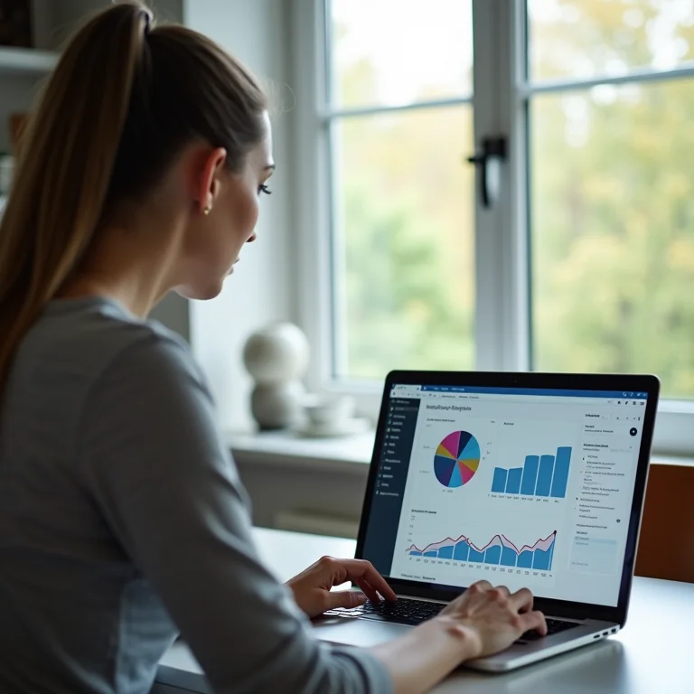 Mulher plus size analisando resultados de teste A/B de posts no Canva