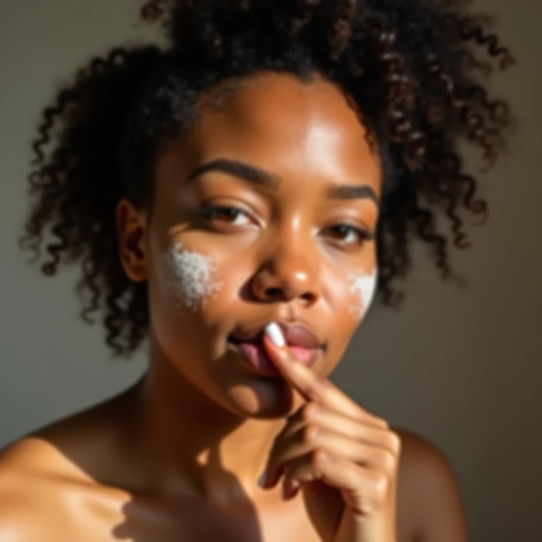 Mulher plus size aplicando esfoliante labial caseiro