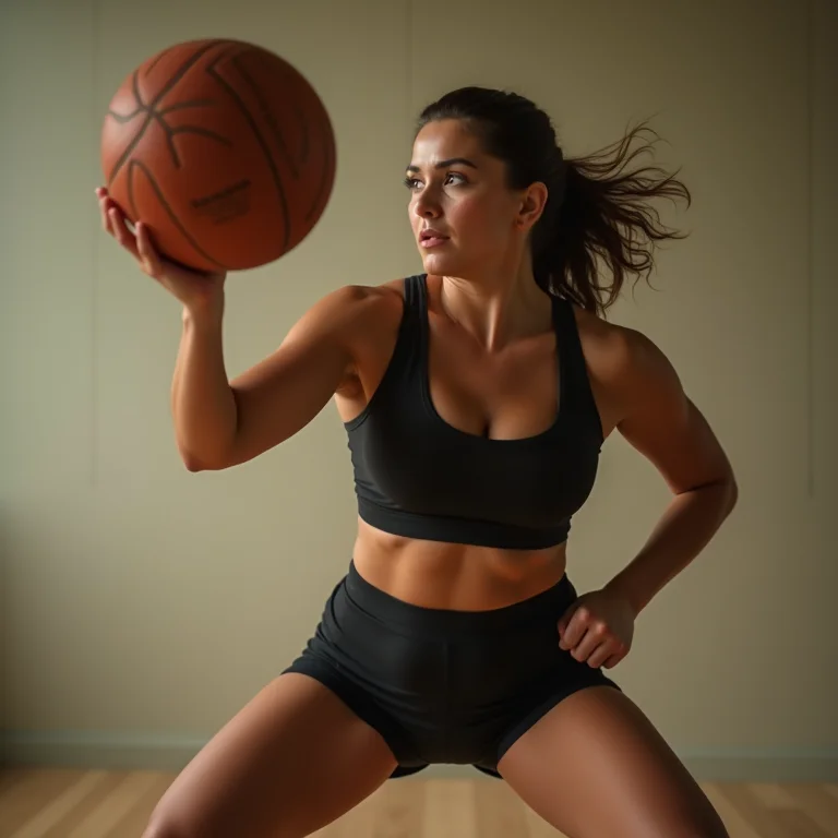 Mulher plus size bloqueando bola de queimada.