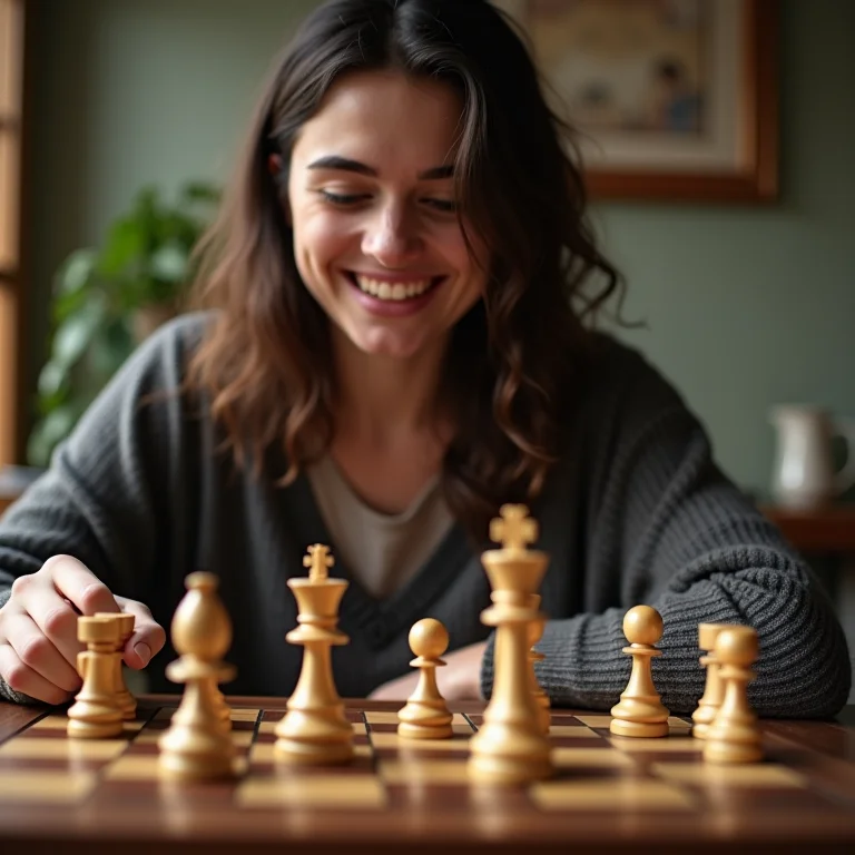 Mulher plus size capturando peça no jogo de damas