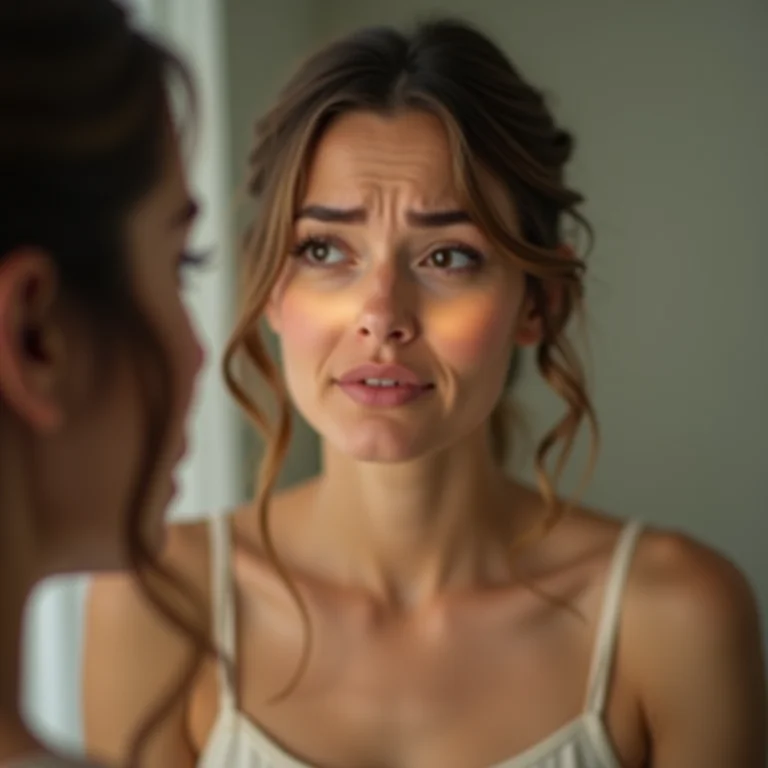 Mulher plus size com efeito fantasma causado por corretivo muito claro