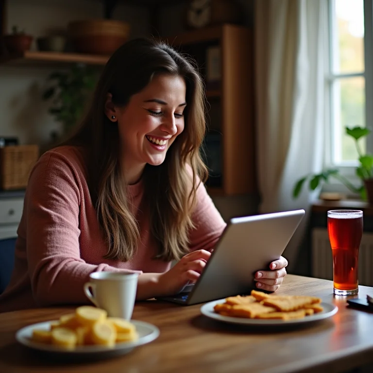 Mulher plus size se preparando para noite de jogos de tabuleiro online