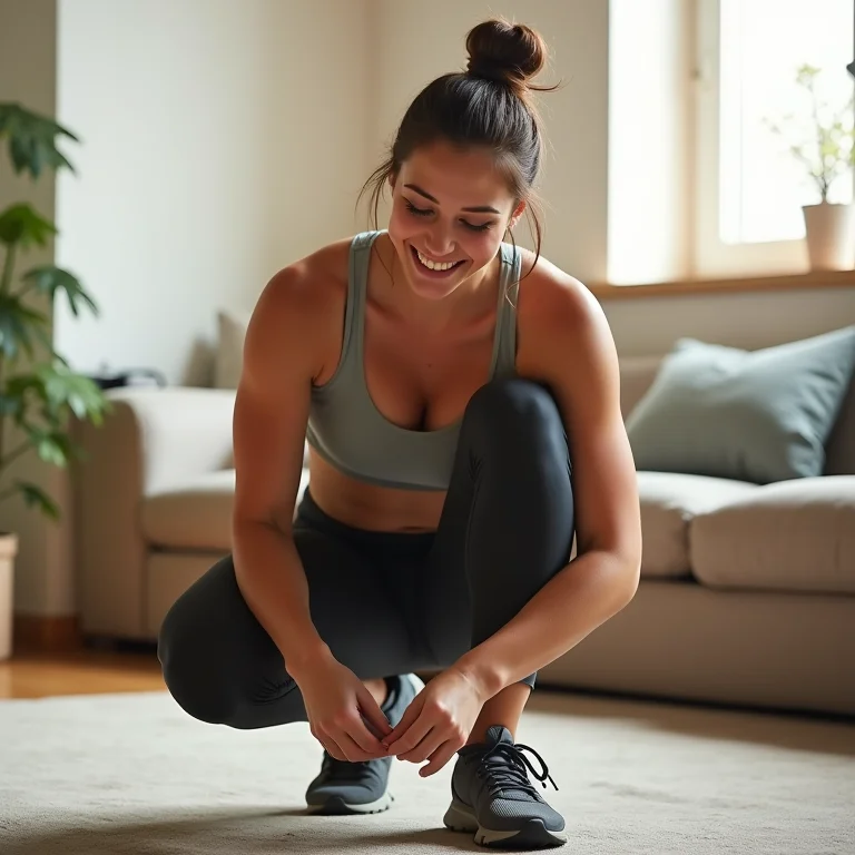 Mulher plus size se preparando para treinar