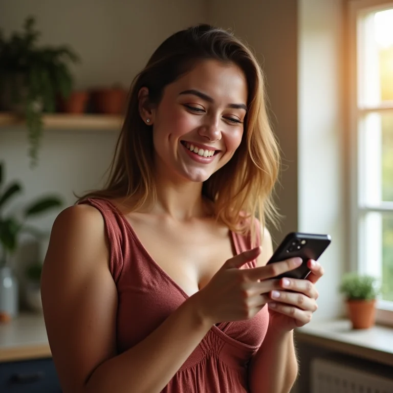 Mulher plus size sorrindo ao escolher jogadores no Cartola FC.