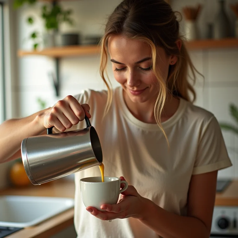 Mulher preparando Golden Milk na cozinha