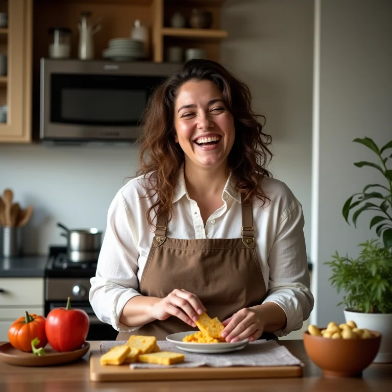 Mulher preparando petiscos caseiros para um happy hour