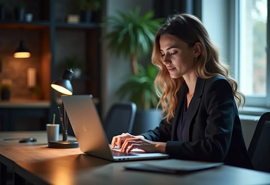 Teste de Velocidade: Descubra AGORA os melhores sites! Mulher sorrindo enquanto verifica a velocidade da internet em vários dispositivos.