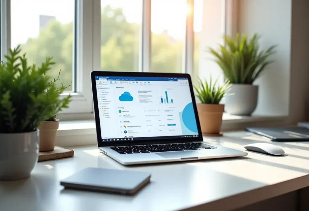 Organização de documentos da empresa na nuvem em home office.